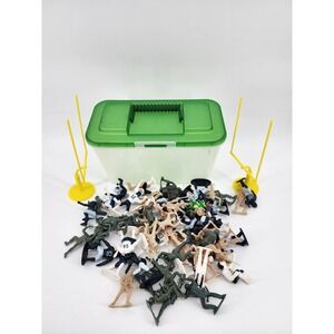 Wild Sports Football Guys and Army Men Toy Figure Lot with Storage Bin and Goals